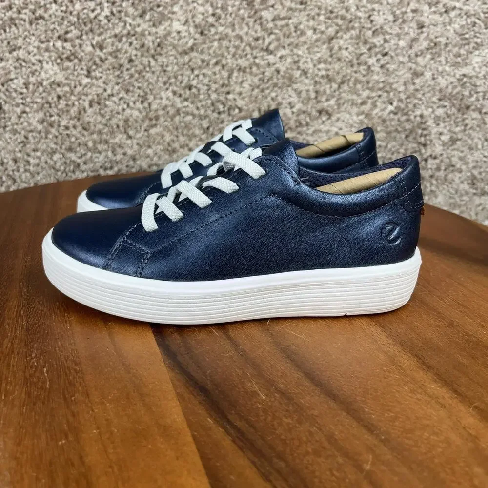 ECCO Soft 60 Kids' Leather Sneakers Toddler Size 10 Shoes Graystone Metallic NEW